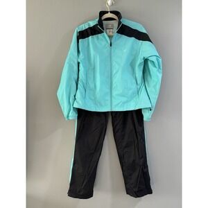 Aqua Blue and Black Women's Track Set Medium